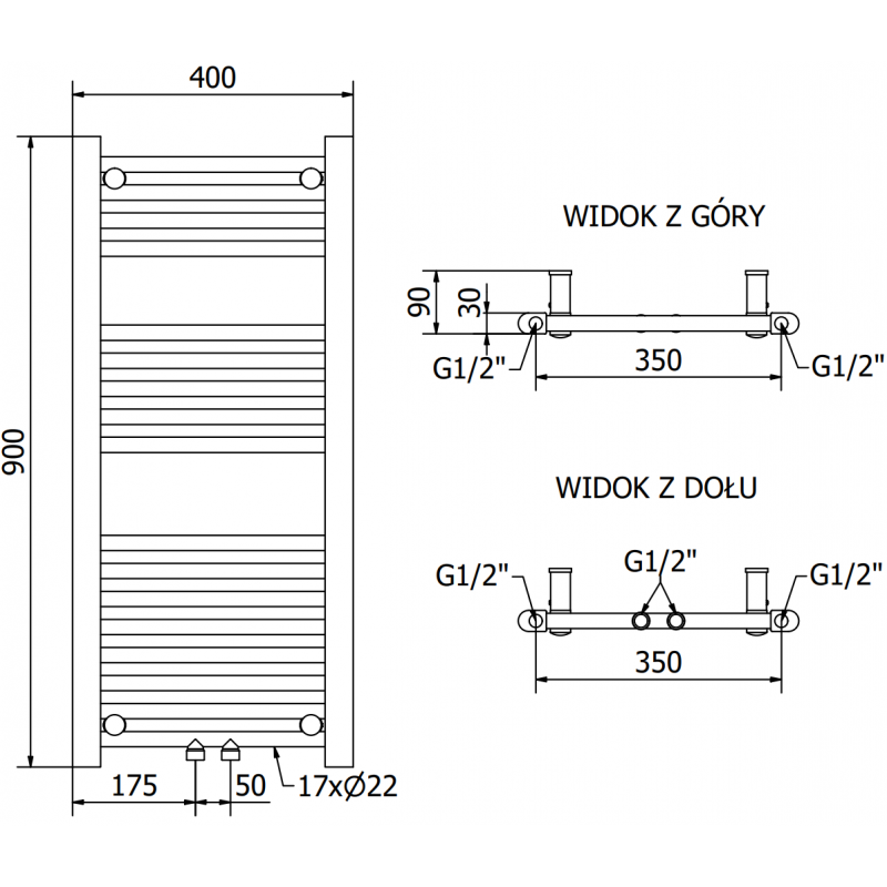 Mexen Mars termosifone elettrico 900 x 400 mm, 300 W, nero - W110-0900-400-6300-70