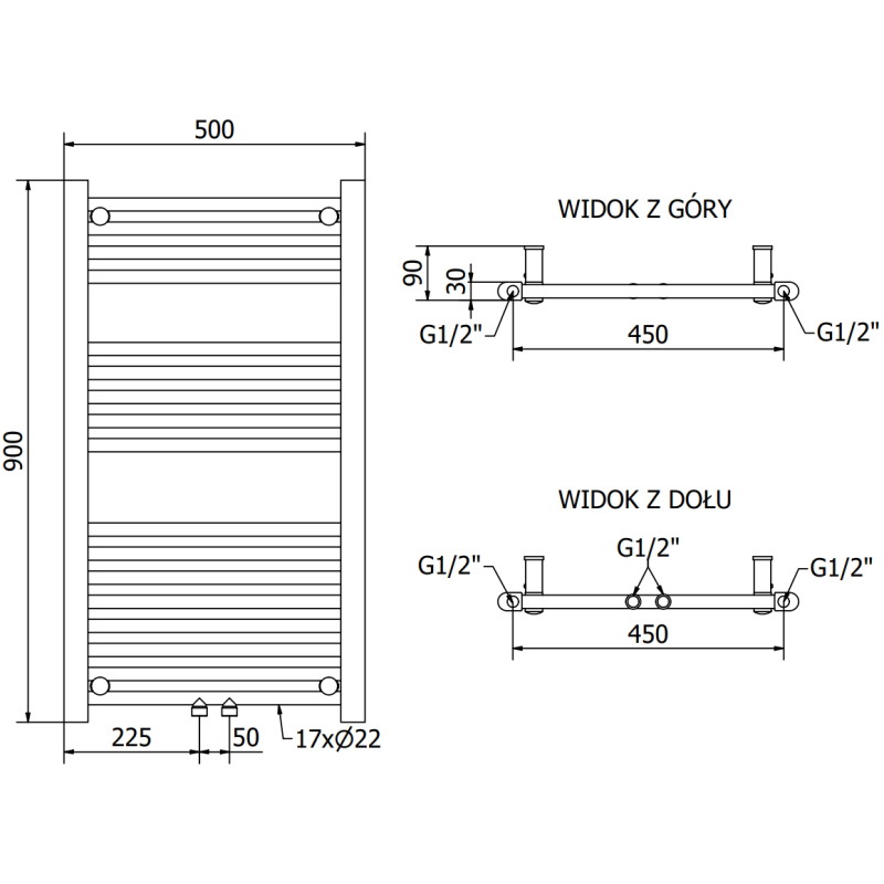Mexen Mars radiador eléctrico 900 x 500 mm, 400 W, blanco - W110-0900-500-6400-20