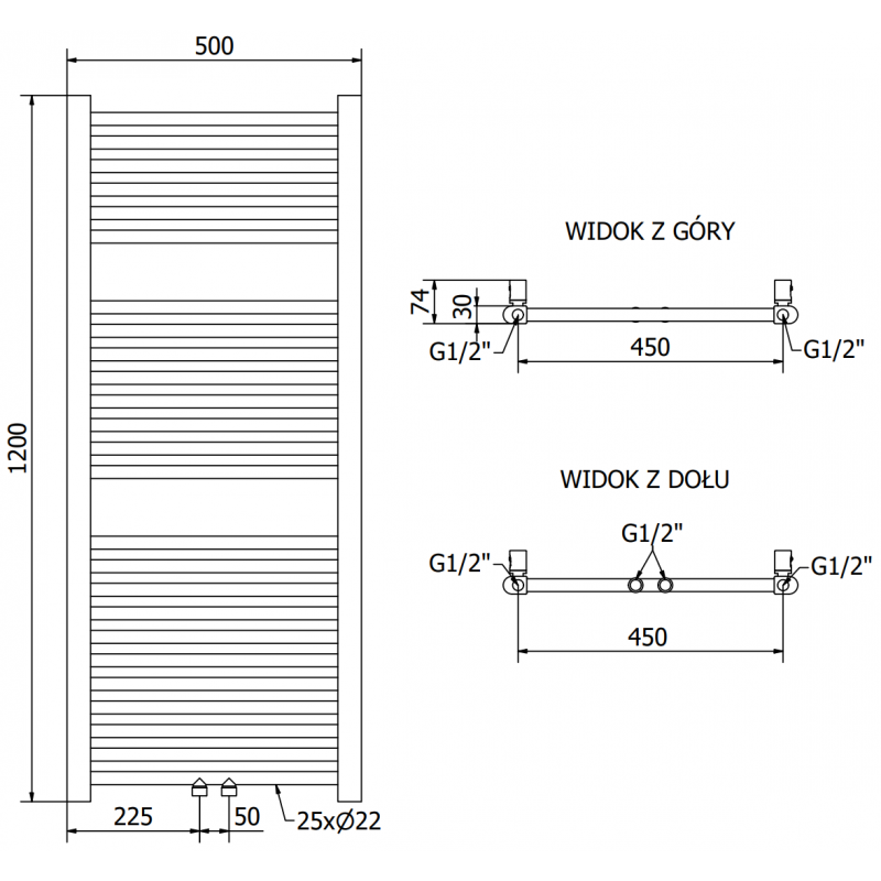 Mexen Mars grzejnik elektryczny 1200 x 500 mm, 500 W, czarny - W110-1200-500-6500-70