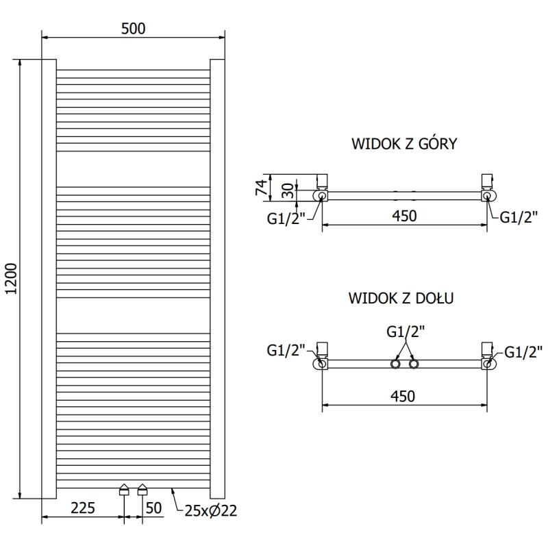Mexen Mars radiador eléctrico 1200 x 500 mm, 500 W, negro - W110-1200-500-6500-70