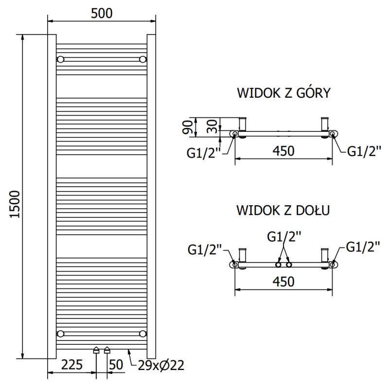 Mexen Mars radiador eléctrico 1500 x 500 mm, 600 W, blanco - W110-1500-500-6600-20