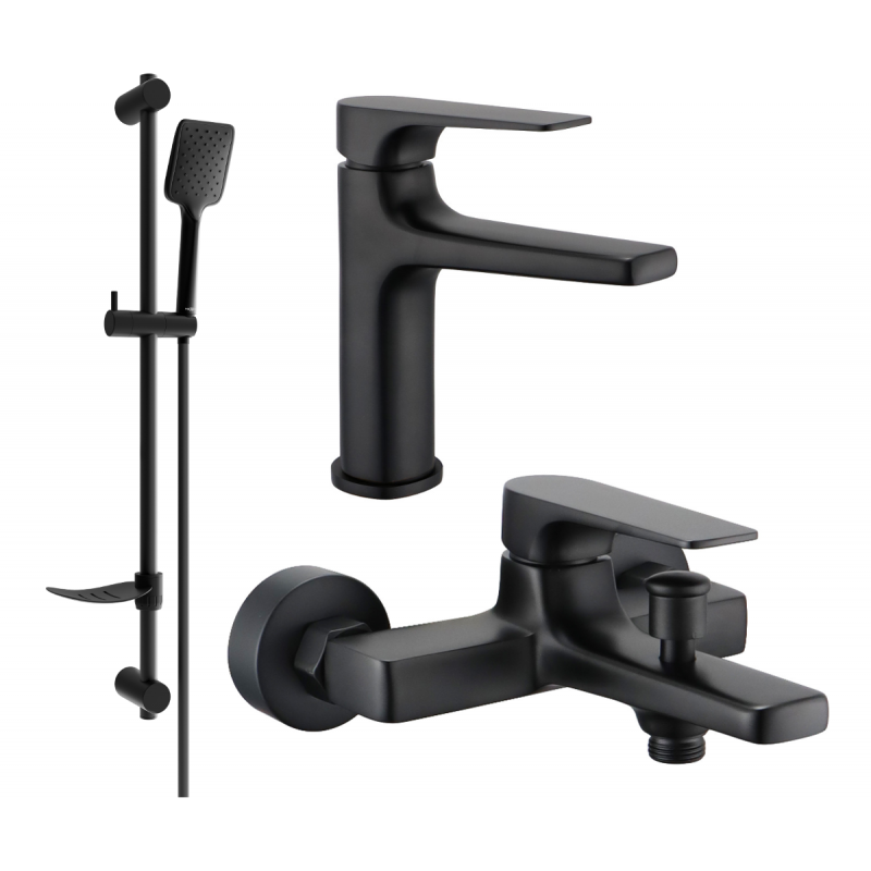 Mexen Lynx DF62 bath set, black - 745903DF62-70