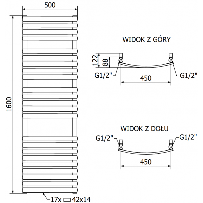 Mexen Bachus grzejnik elektryczny 1600 x 500 mm, 900 W, czarny - W109-1600-500-2900-70