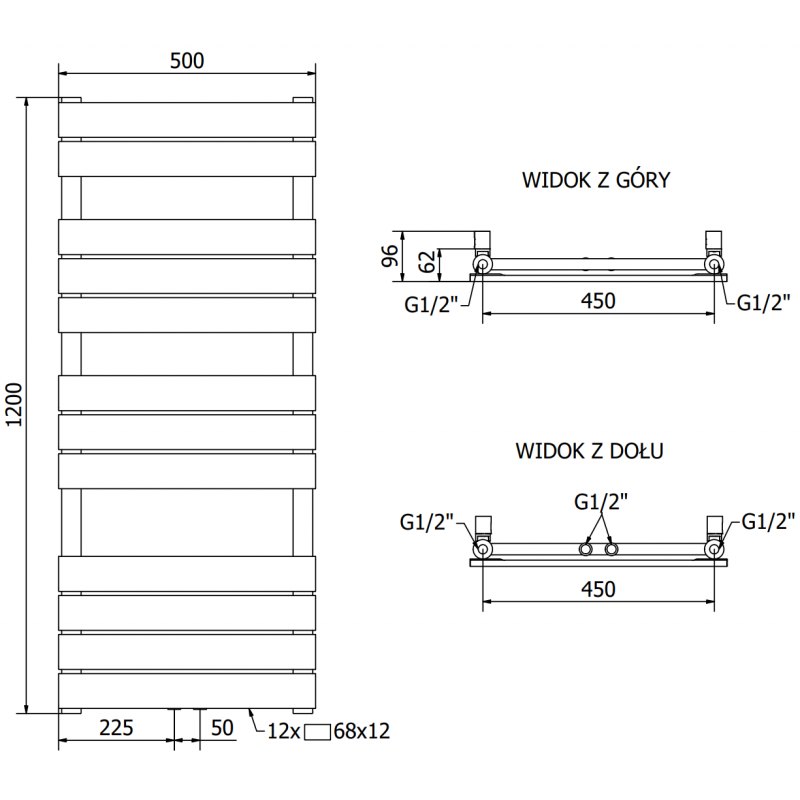 Mexen Ceres radiateur électrique 1200 x 500 mm, 600 W, anthracite - W111-1200-500-2600-66