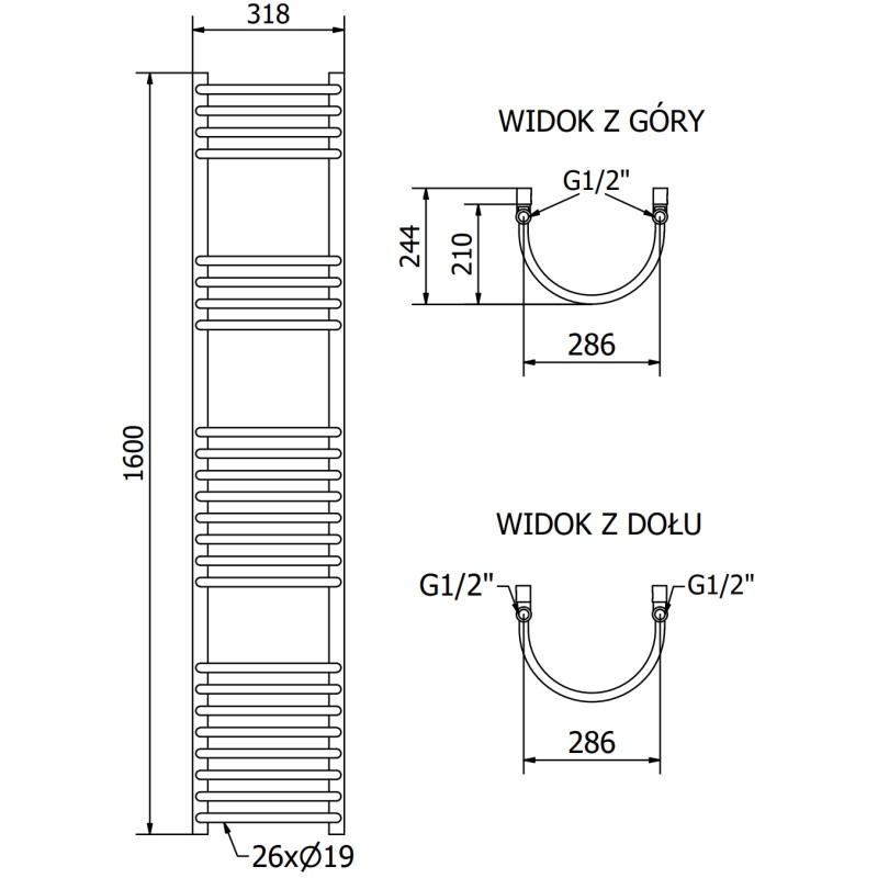 Mexen Eros električni radijator 1600 x 318 mm, 600 W, crni - W112-1600-318-2600-70