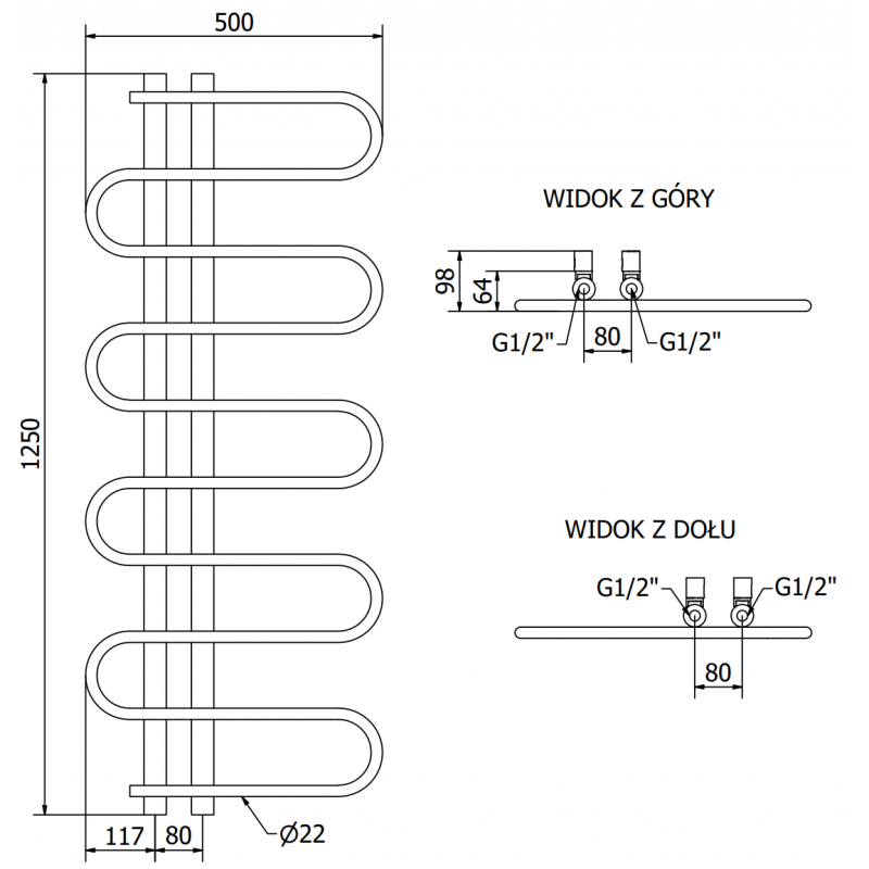 Mexen Kiso elektrisk radiator 1250 x 500 mm, 300 W, vit - W114-1250-500-2300-20