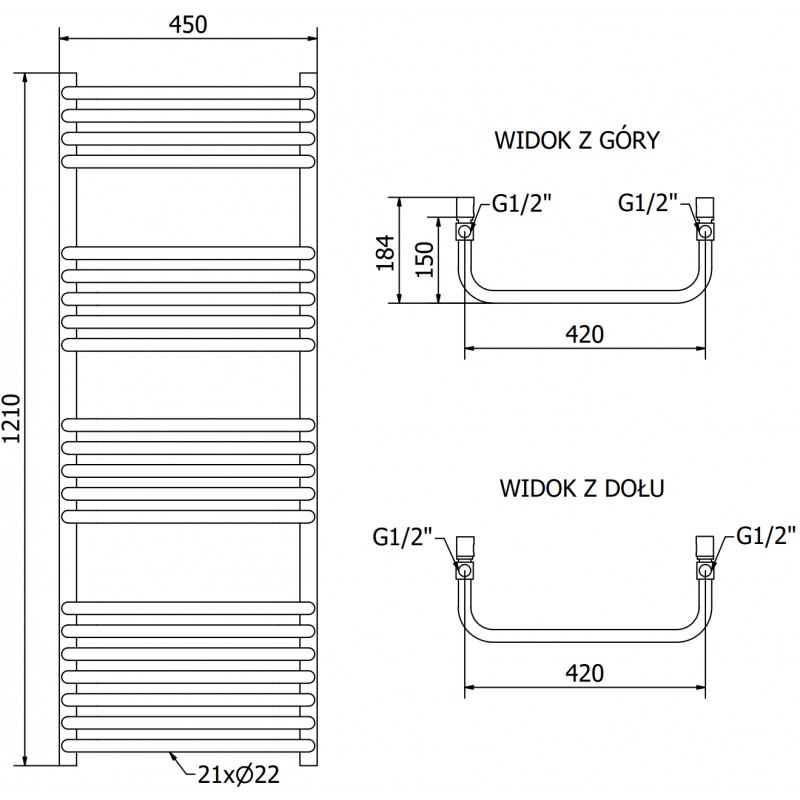 Mexen Apollo elektrische radiator 1210 x 450 mm, 600 W, wit - W117-1210-450-2600-20