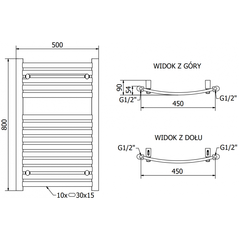 Mexen Helios radiatore elettrico 800 x 500 mm, 300 W, cromato - W103-0800-500-2300-01