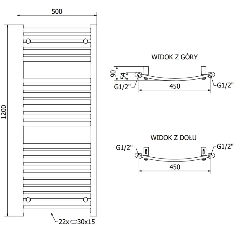 Mexen Helios elektriradiaator 1200 x 500 mm, 600 W, antratsiit - W103-1200-500-2600-66