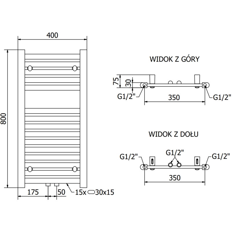 Mexen Hades radiador eléctrico 800 x 400 mm, 300 W, cromo - W104-0800-400-2300-01