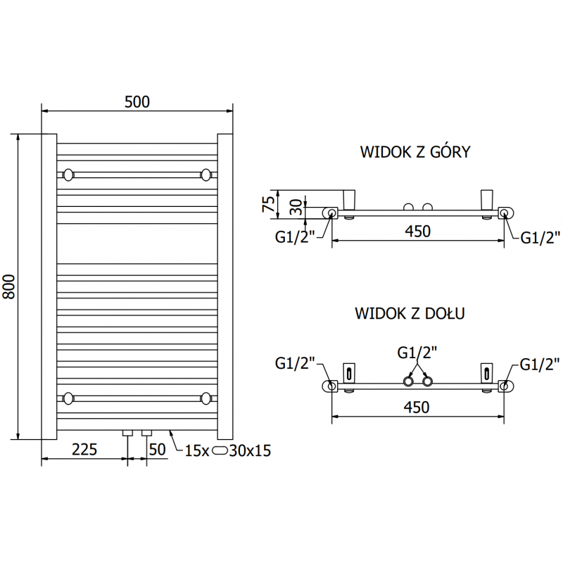 Mexen Hades elektreschen Heizkierper 800 x 500 mm, 300 W, Chrom - W104-0800-500-2300-01