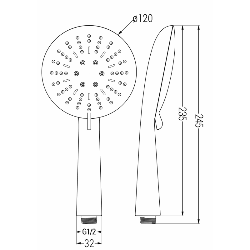 Mexen R-67 driedelige handdouche, chroom/wit - 79567-00
