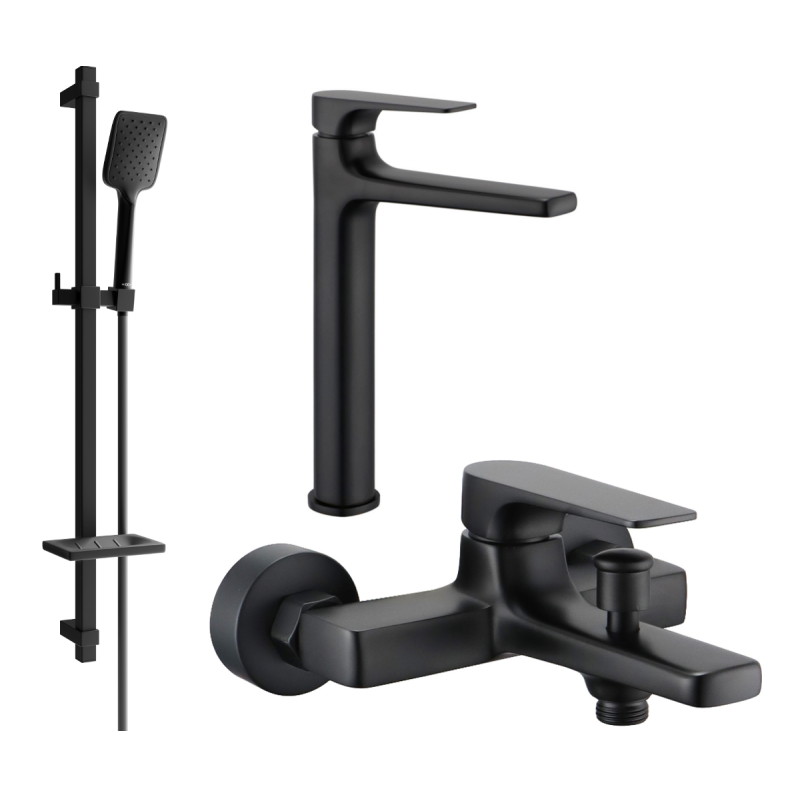 Mexen Lynx DQ62 bathtub set, black - 745913DQ62-70