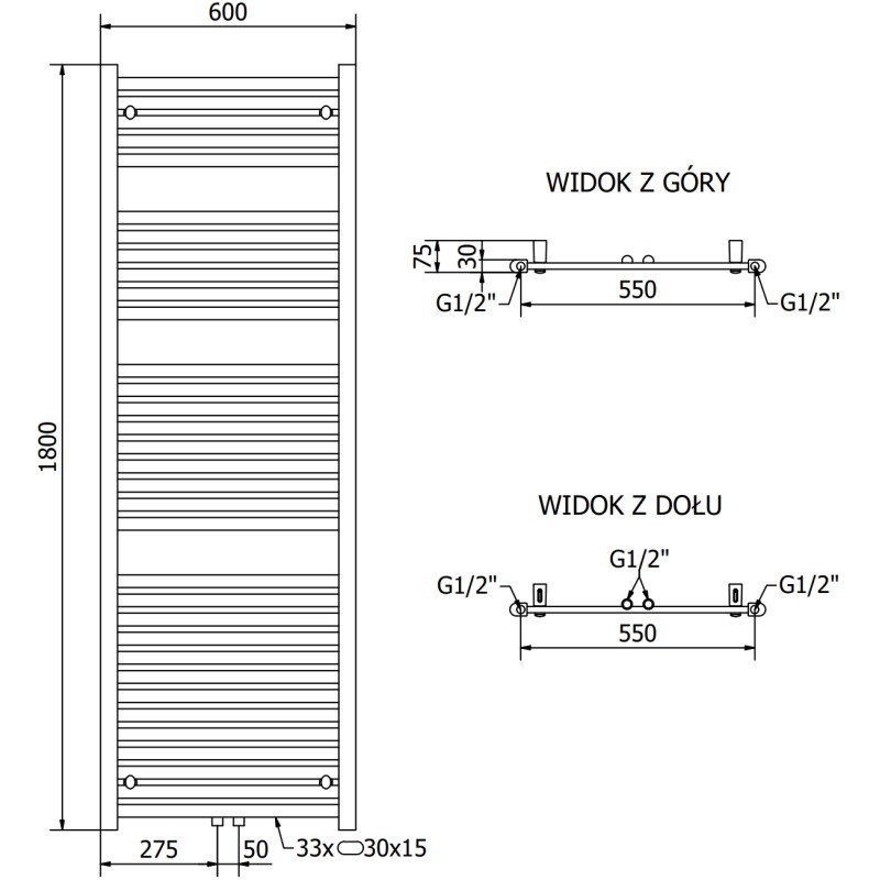 Mexen Hades radiador eléctrico 1800 x 600 mm, 900 W, blanco - W104-1800-600-2900-20