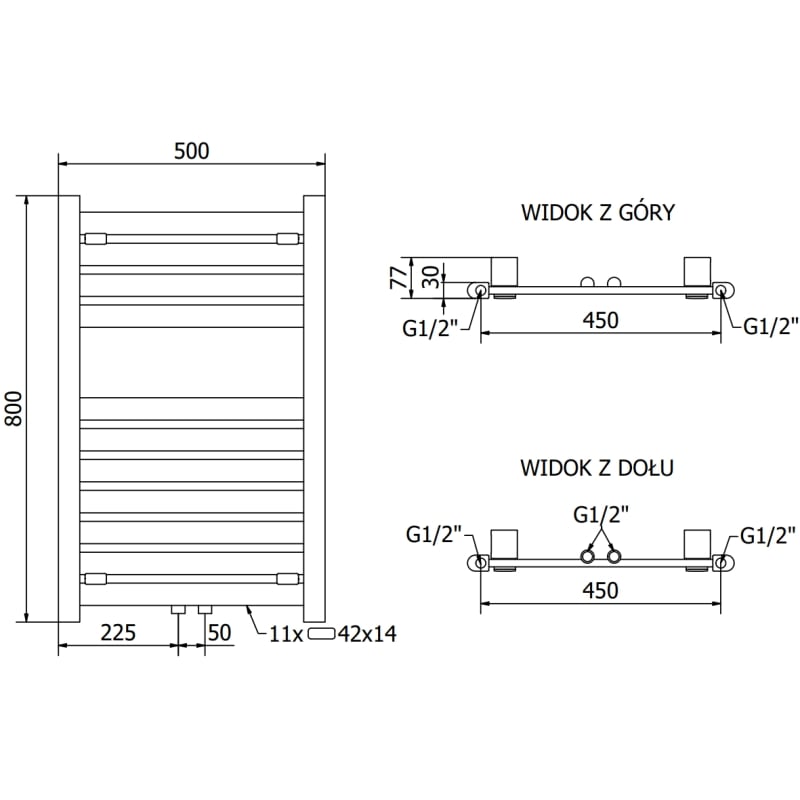 Mexen Uran radiador eléctrico 800 x 500 mm, 300 W, cromo - W105-0800-500-2300-01