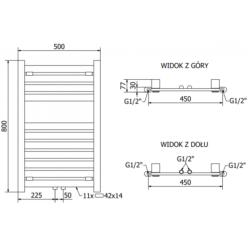 Mexen Uran radiatore elettrico 800 x 500 mm, 300 W, cromato - W105-0800-500-2300-01