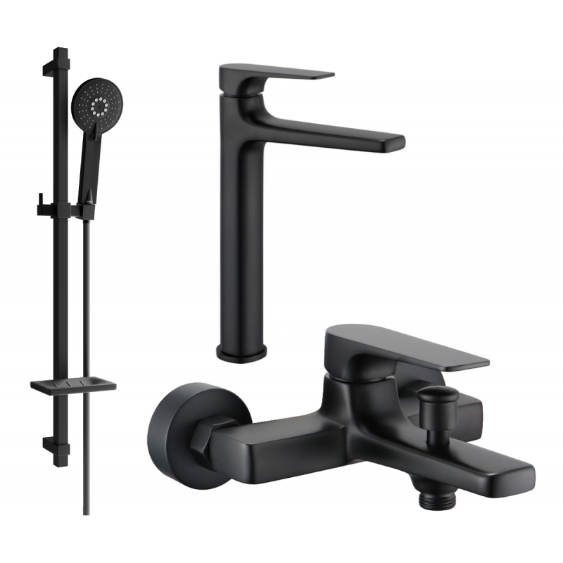 Mexen Lynx DQ40 bath set, black - 745913DQ40-70