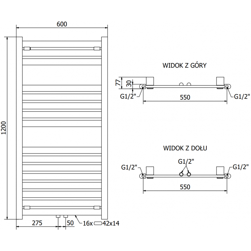 Mexen Uran elektrische Heizung 1200 x 600 mm, 600 W, weiß - W105-1200-600-2600-20