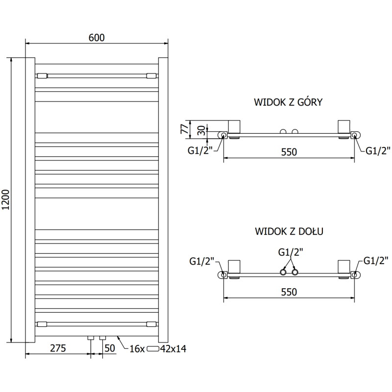 Mexen Uran radiador eléctrico 1200 x 600 mm, 600 W, blanco - W105-1200-600-2600-20