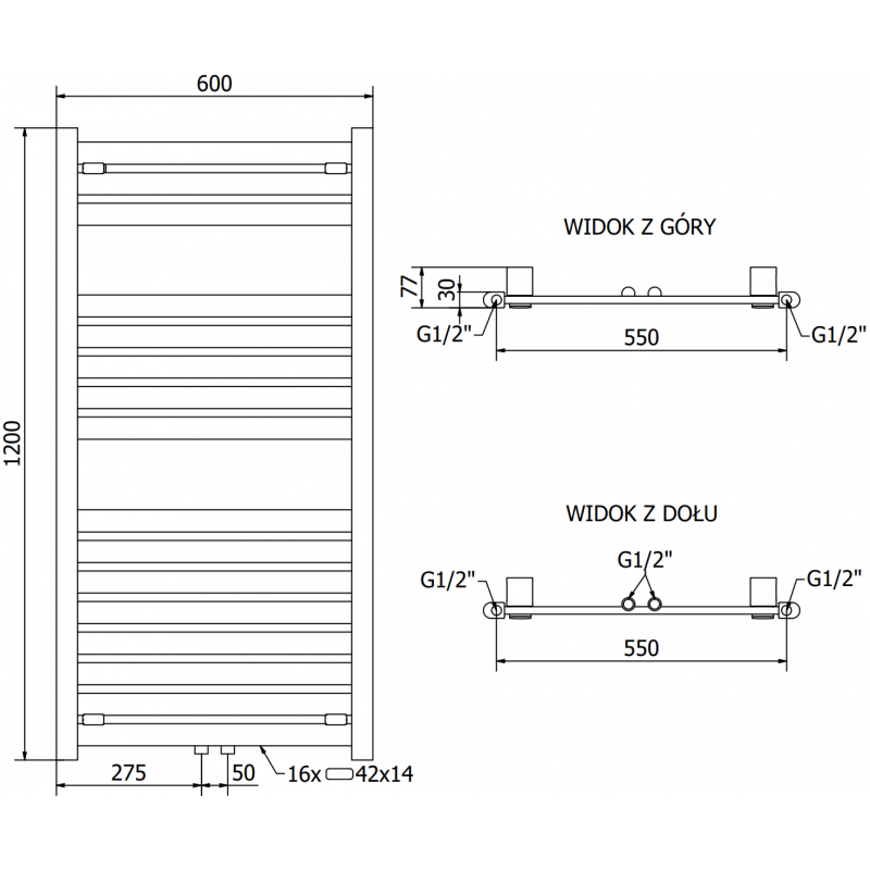 Mexen Uran radiatore elettrico 1200 x 600 mm, 600 W, bianco - W105-1200-600-2600-20