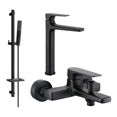 Mexen Lynx DQ72 bath set, black - 745913DQ72-70
