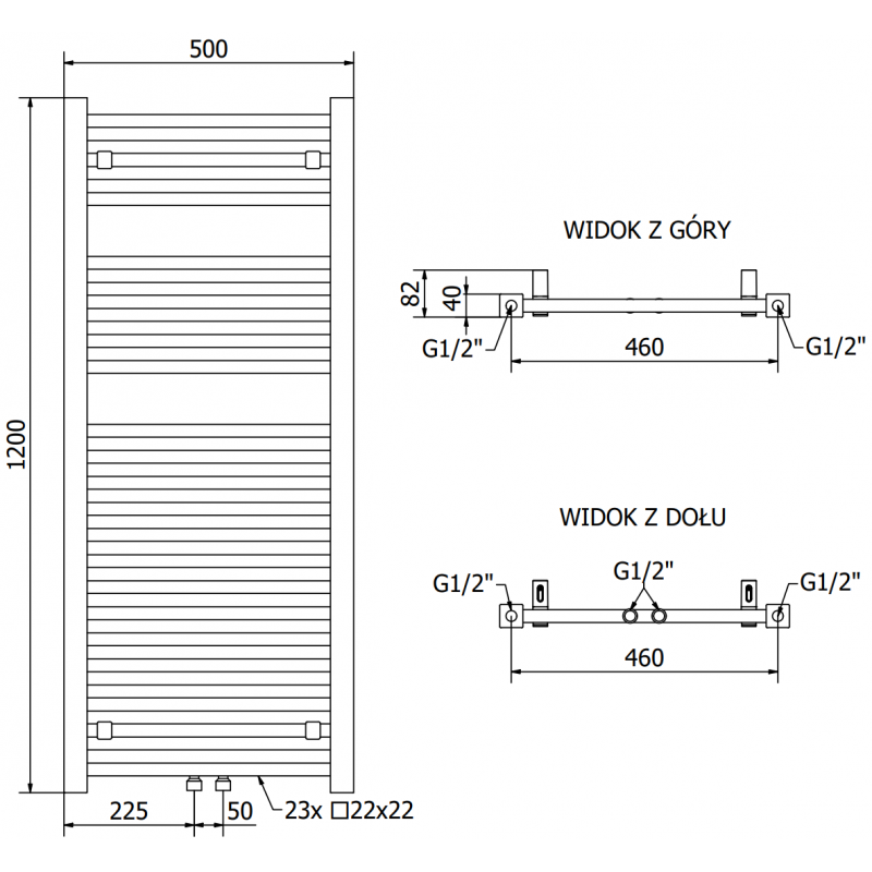 Mexen Pluton elektrische radiator 1200 x 500 mm, 600 W, zwart - W106-1200-500-2600-70