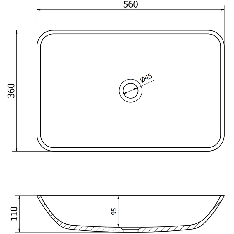 Mexen Megan klaasist tööpinna pealne valamu 56 x 36 cm, kuldne - 24135650