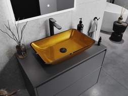 Mexen Megan glass countertop sink 56 x 36 cm, gold - 24135650