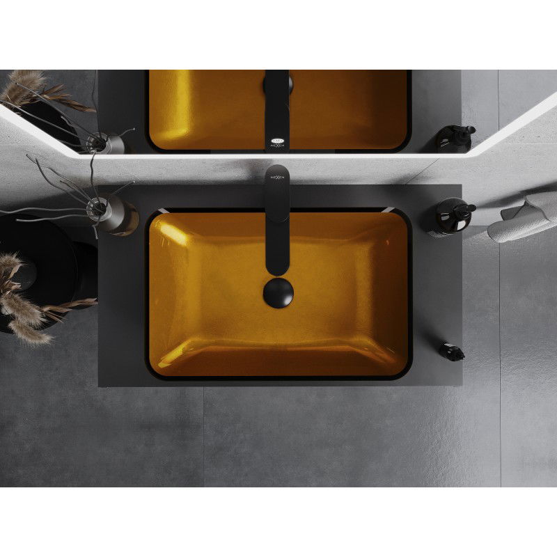 Mexen Megan lavabo encimera de vidrio 56 x 36 cm, dorado - 24135650