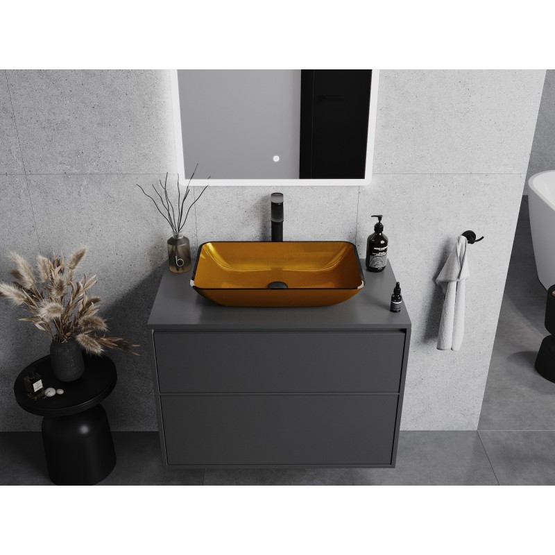 Mexen Megan lavabo de cristal sobre encimera 56 x 36 cm, dorado - 24135650