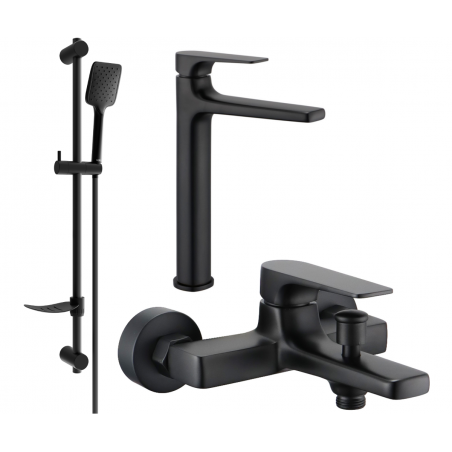 Mexen Lynx DF62 bath set, black - 745913DF62-70