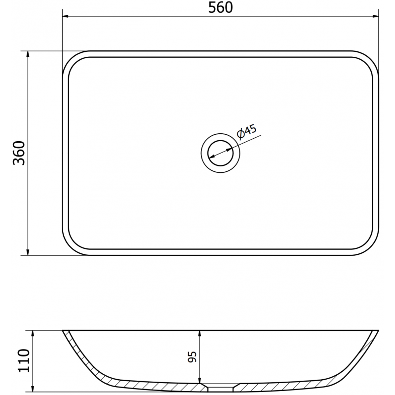 Mexen Megan glass countertop washbasin 56 x 36 cm, white - 24135630