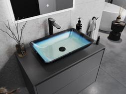 Mexen Megan glazen opbouw waskom 56 x 36 cm, blauw - 24135647
