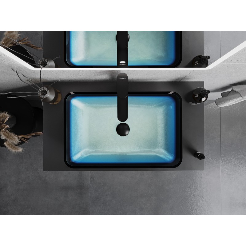Mexen Megan lavabo sobre encimera de vidrio 56 x 36 cm, azul - 24135647