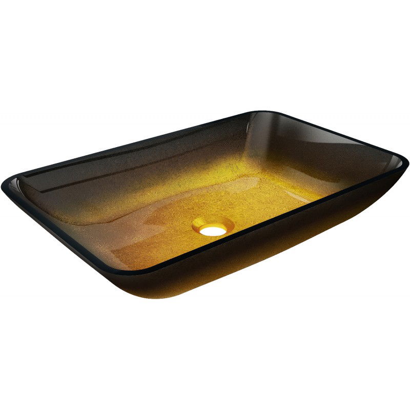 Mexen Megan lavatório de vidro sobre bancada 56 x 36 cm, dourado escuro - 24135651