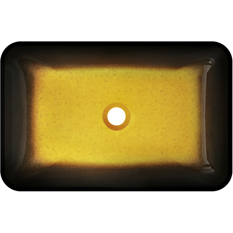 Mexen Megan γυάλινος νιπτήρας επιτραπέζιος 56 x 36 cm, σκούρο χρυσό - 24135651