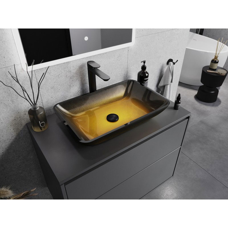 Mexen Megan lavabo de vidrio sobre encimera 56 x 36 cm, oro oscuro - 24135651