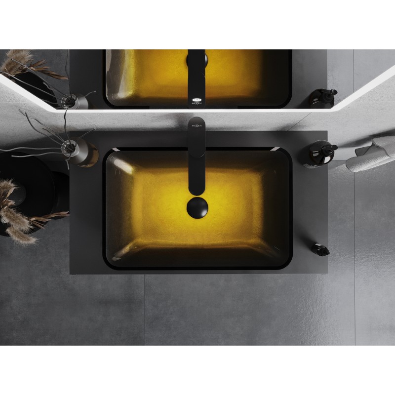 Mexen Megan lavabo de vidrio sobre encimera 56 x 36 cm, dorado oscuro - 24135651