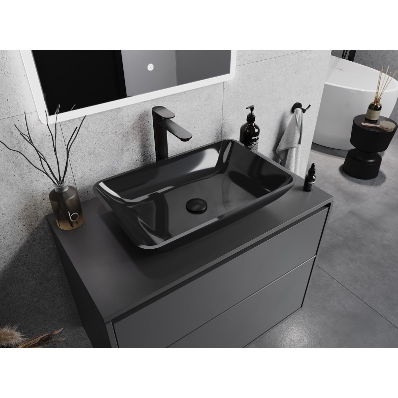 Mexen Megan lavabo sobre encimera de vidrio 56 x 36 cm, negro - 24135670