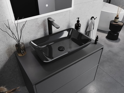 Mexen Megan lavatório de vidro de bancada 56 x 36 cm, preto - 24135670