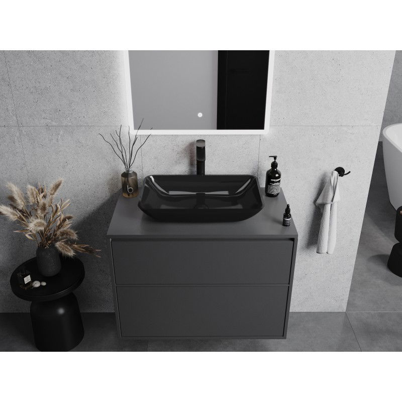 Mexen Megan lavabo de vidrio sobre encimera 56 x 36 cm, negro - 24135670