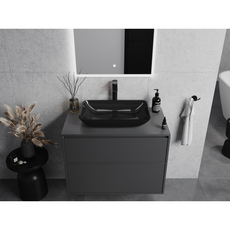 Mexen Megan lavabo sobre encimera de vidrio 56 x 36 cm, negro - 24135670