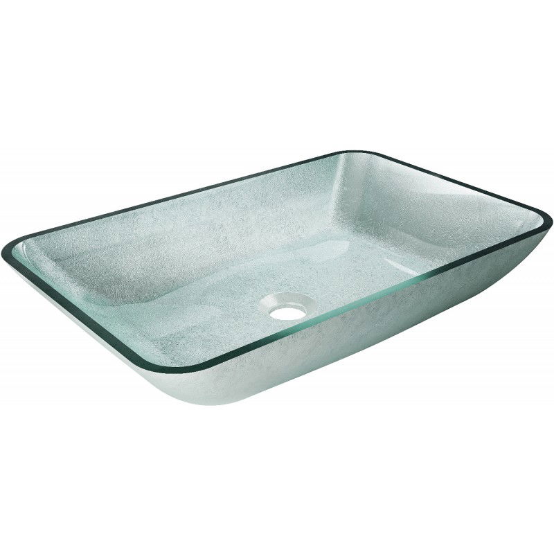 Mexen Megan glazen opbouw wasbak 56 x 36 cm, zilver - 24135611