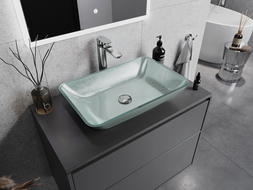 Mexen Megan Glaswaschbecken Aufsatzwaschbecken 56 x 36 cm, silber - 24135611