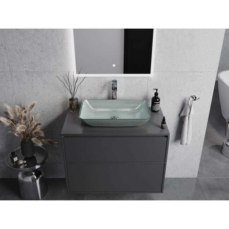 Mexen Megan glass countertop sink 56 x 36 cm, silver - 24135611