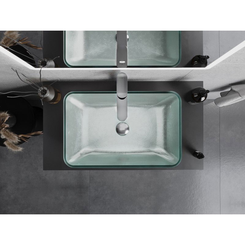 Mexen Megan lavabo en verre sur plan 56 x 36 cm, argent - 24135611