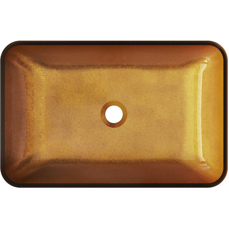 Mexen Megan γυάλινος νιπτήρας πάγκου 56 x 36 cm, χρυσός - 24135650