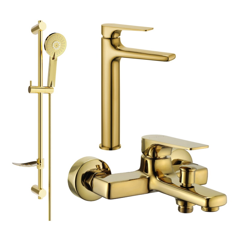 Mexen Lynx DF40 bathtub set, gold - 745913DF40-50