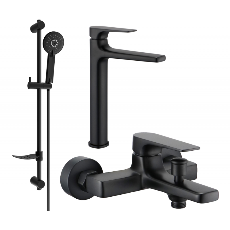 Mexen Lynx DF40 bath set, black - 745913DF40-70