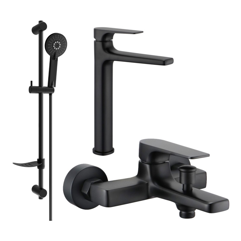 Mexen Lynx DF40 bathtub set, black - 745913DF40-70